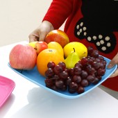 高品质时尚炫彩方形托盘 餐盘 零食蔬菜水果盘（2个盒装）大号