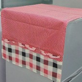 田园布艺冰箱巾/防尘罩（大红格双开73*180cm）冰箱盖 红色圆点