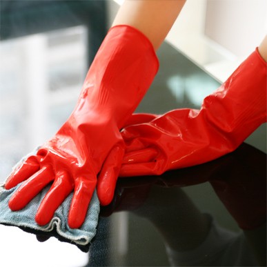 洗碗手套加厚洗衣服手套家用厨房防水防油家务手套耐用型手套塑胶  L号红色