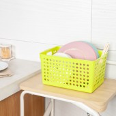 日本进口收纳篮家用桌面塑料杂物收纳箱提手厨房置物篮零食收纳筐