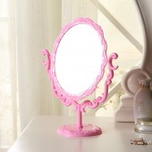 复古蔷薇花台式化妆镜子简约便携书桌大号公主宿舍美容桌面梳妆镜