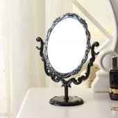 复古蔷薇花台式化妆镜子简约便携书桌大号公主宿舍美容桌面梳妆镜