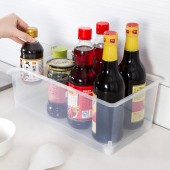 日本进口透明厨房家用零食收纳筐整理冰箱杂物收纳盒带滑轮收纳篮（F2555）013381