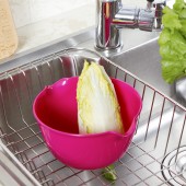 日本进口创意家用水果盘沙拉碗洗菜盘厨房淘米沥水篮加厚塑料果盘 小号