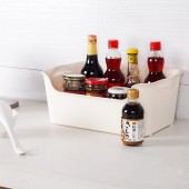 日本进口零食收纳篮储物盒桌面收纳盒置物篮整理收纳筐不带盖小号 38.6*25.8*15.5（不带盖）