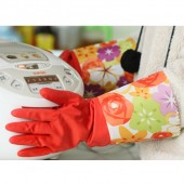植绒加厚家务手套洗碗手套洗衣服做家务冬季防水防油手套橡胶手套（喇叭口）