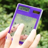 迷你薄卡片太阳能学生财务硅胶软键盘计算器简约创意便携小计算机 透明触摸型