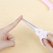 得力儿童剪刀可靠手工圆头幼儿园小号带保护套剪纸剪子学生小剪刀 6065