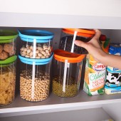 可叠加厨房食品储物罐零食收纳罐透明密封罐保鲜盒 AS-825（小号三件套）