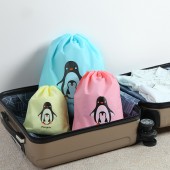 旅行行李箱收纳包套装便携衣物整理收纳袋出差旅游卡通企鹅抽绳束口袋50个装（小号）
