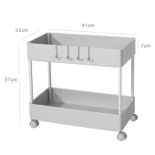厨房置物架浴室整理架落地多层储物架子可移动小推车带轮收纳架 ABS款（两层）