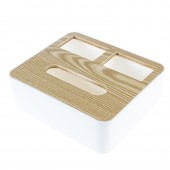 欧式高等木盖子纸巾盒 方形三格木盖餐巾纸盒 平口款