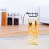 油瓶玻璃防漏厨房家用油罐酱油调味料醋壶按压式透明盖油瓶调味瓶