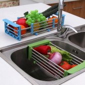 家用水槽沥水架不锈钢洗碗池厨房洗菜篮水池洗菜盆漏水篮子可伸缩