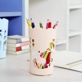 创意办公文具桌面笔筒笔桶彩色森林小鹿镂空网格花纹收纳盒桌面收纳整理桶