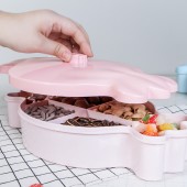 创意糖果盒家用客厅干果盘塑料分格坚果糖果零食盘糖果密封带盖干果盒869