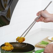 不锈钢加长油炸筷子家用餐具厨房尖头筷捞面筷火锅筷油炸炸油条筷