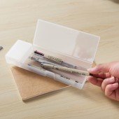 韩国创意文具盒简约清新透明磨砂收纳笔盒男女孩小学生塑料铅笔盒（小号）JY065
