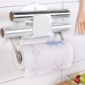 厨房置物架可伸缩冰箱挂架免打孔无痕贴多层铝箔纸巾保鲜膜收纳架