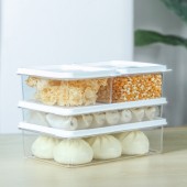 透明塑料长方形保鲜盒密封罐食品收纳盒可叠加冰箱冷藏密封储物盒子（中号）