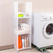 家用可叠加收纳筐厨房浴室带轮可移动整理筐卧室儿童玩具衣物收纳置物筐（单个一层）