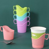 家用茶杯托饮水杯加厚塑料杯架隔热防烫手纸杯杯套一次性纸杯拖（单个）
