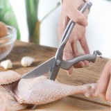 不锈钢厨房熟食辅食剪刀鱼骨剪强力自动回弹鸡骨剪多功能家用工具
