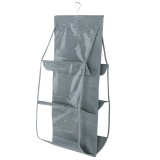 家用皮包收纳袋布艺防尘袋子衣橱收纳整理袋6格部分透明包包挂袋（无纺布款）
