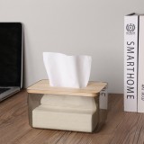 原木盖U型宽口纸巾盒客厅透明简约桌面抽纸盒家用面纸餐巾纸收纳盒