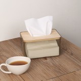 原木盖U型宽口纸巾盒客厅透明简约桌面抽纸盒家用面纸餐巾纸收纳盒