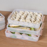 家用饺子盒速冻水饺盒馄饨盒冰箱鸡蛋保鲜收纳盒多层托盘密封盒（双层平底款）