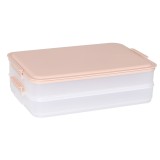 家用饺子盒速冻水饺盒馄饨盒冰箱鸡蛋保鲜收纳盒多层托盘密封盒（双层平底款）