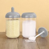 居家厨房味精调料瓶家用带盖调料盒带盖奶瓶状透明调料罐盐罐 （350ml）