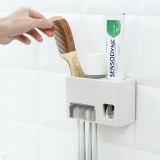 牙刷置物架多功能卫生间浴室家用壁挂式挤牙膏器杂物收纳架牙刷架