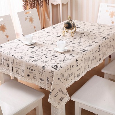 桌布欧式棉麻布艺蕾丝花边餐厅长方形茶几桌垫北欧风加厚印花台布