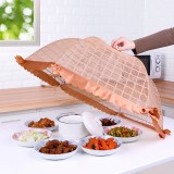 防苍蝇盖菜罩食物罩饭菜罩子防尘桌盖可折叠伞形菜罩（方格）