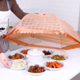 防苍蝇盖菜罩食物罩饭菜罩子防尘桌盖可折叠伞形菜罩（方格）