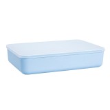 多功能日式收纳盒家用带盖衣物整理收纳筐桌面杂物零食玩具储物箱（浅蓝色）