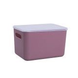 多功能日式收纳盒家用带盖衣物整理收纳筐桌面杂物零食玩具储物箱（紫红色）