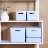 多功能日式收纳盒家用带盖衣物整理收纳筐桌面杂物零食玩具储物箱（浅蓝色）