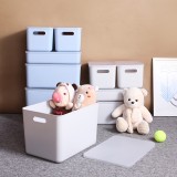 多功能日式收纳盒家用带盖衣物整理收纳筐桌面杂物零食玩具储物箱（浅灰色）