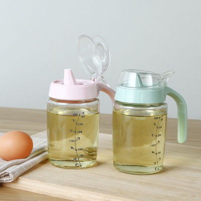 玻璃油瓶厨房用油瓶家用装油的小瓶子透明硅胶防漏装油瓶油壶大容量（300ml）