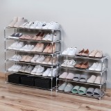 不锈钢多层鞋架简易组合式收纳鞋柜省空间宿舍鞋架子家用经济型（三通四通66cm）