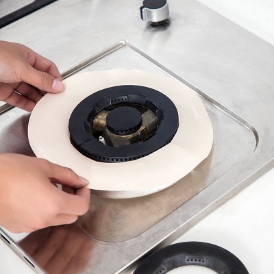 厨房燃气灶圆形耐高温保护垫玻璃纤维白色煤气灶清洁垫防油防污反复使用可水洗
