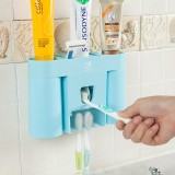 粘胶式牙刷架洗漱杯套装 自动挤牙膏器 壁挂式带磁铁牙具收纳架