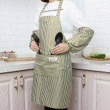 围裙带袖防水防油可爱做饭围裙成人罩衣家用围腰条形防水防油厨房围裙