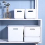 多功能日式收纳盒家用带盖衣物整理收纳筐桌面杂物零食玩具储物箱（白色）