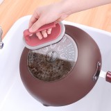 魔力海绵擦厨房带手柄刷洗锅底锅具强力去污除垢清洁刷（金刚擦褐色底）椭圆款