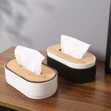 创意升降式木盖纸巾盒家用浮盖楠竹抽纸盒客厅茶几用桌面纸巾盒（椭圆形）