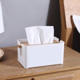 升降式木盖纸巾盒家用浮盖楠竹抽纸盒客厅茶几用桌面纸巾收纳盒(方形)